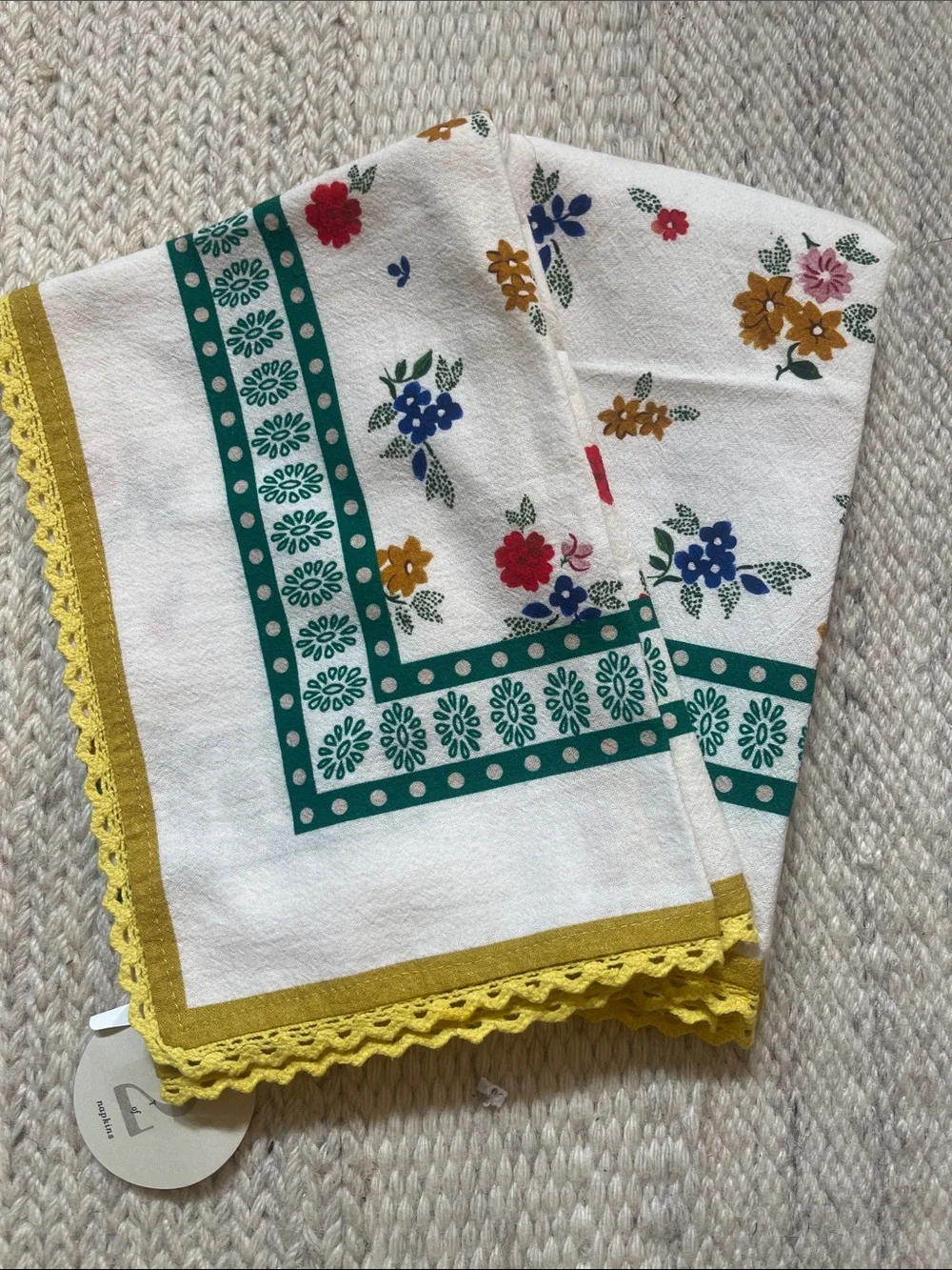 Set of 2 Floral Linen Napkins from Anthropologie